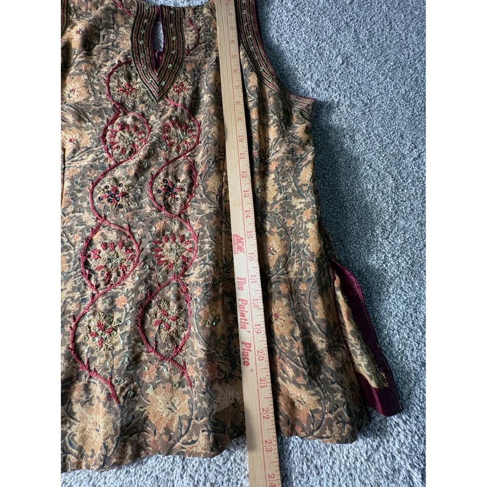 Srishti Latha Puttanna Boho Floral Mirror Work Embroidered Tunic Large Artisan